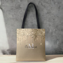Custom Monogram 14k Ant Gold Tropfen Glitzer Metal