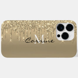 Custom Monogram 14k Gold Glitzer Tropfen Metallic Case-Mate iPhone 14 Pro Max Hülle