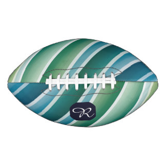 Custom Monogram Abstrakt Blue Green Football