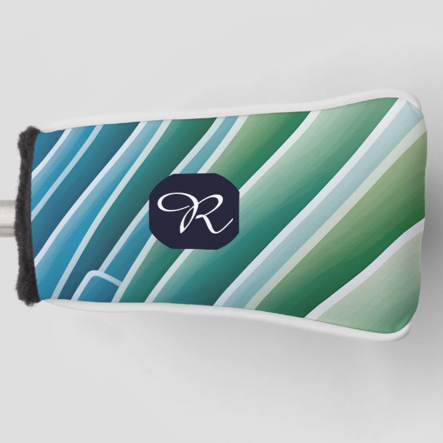 Custom Monogram Abstrakt Blue Green Golf Golf Headcover (Vorderseite)
