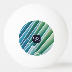 Custom Monogram Abstrakt Blue Green Pong Pong Ball Tischtennisball