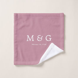 Custom Monogram and Date Personalized Dusty Rose Waschlappen