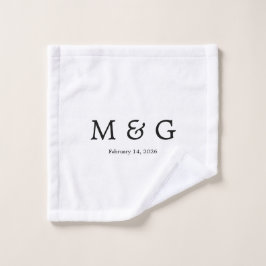 Custom Monogram and Date Personalized Solid White Waschlappen