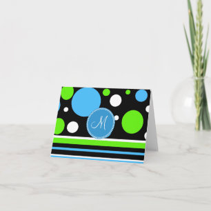 Custom Monogram Aquamarin Green Stripes Polka Dots