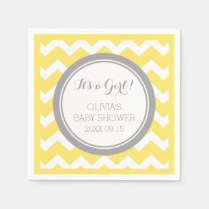 Custom Monogram Baby Dusche Gelb Grau Napkin Serviette