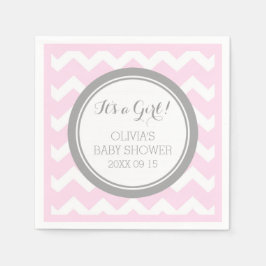 Custom Monogram Baby Dusche Pink Gray Napkin Serviette