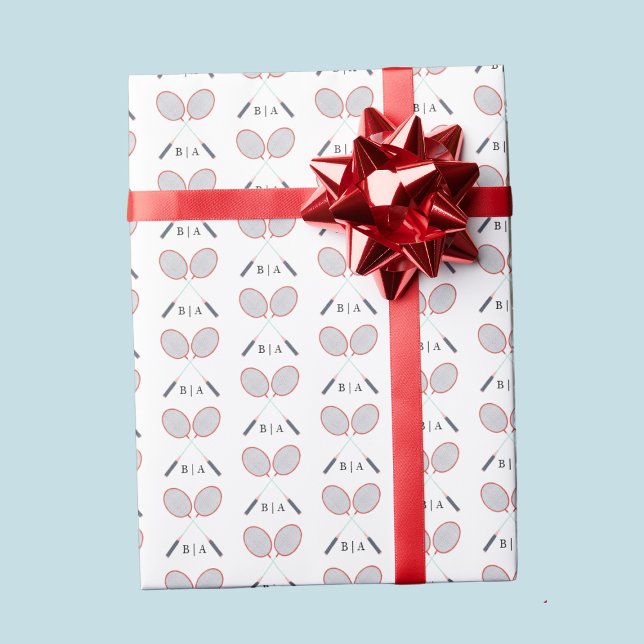 Custom Monogram Badminton Racket Pattern Wrapping Geschenkpapier (Custom Monogram Badminton Racket Pattern Wrapping Wrapping Paper
)