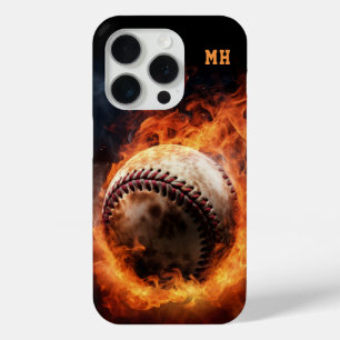 Custom Monogram Baseball on Fire Case-Mate iPhone Hülle