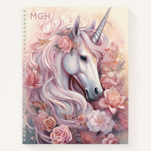 Custom Monogram Beautiful Unicorn Notizbuch