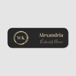 Custom Monogram Black Gold Employee Namensschild