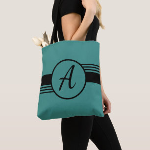 Custom Monogram Blue & Black Tot Bag Tasche