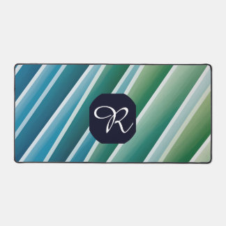 Custom Monogram Blue Green Abstrakt Desk Mat Schreibtischunterlage