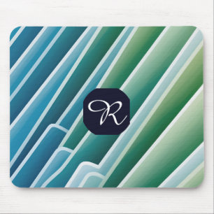 Custom Monogram Blue Green Abstrakt Mouse Pad Mousepad
