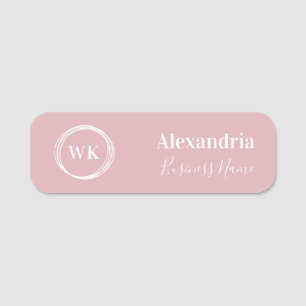 Custom Monogram Blush Pink Employee Namensschild