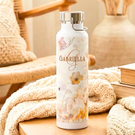 Custom Monogram Boho Chic Floral Watercolor Trinkflasche