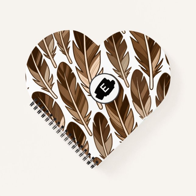 Custom Monogram Boho Heart Notebook - Braun Notizbuch (Vorderseite)