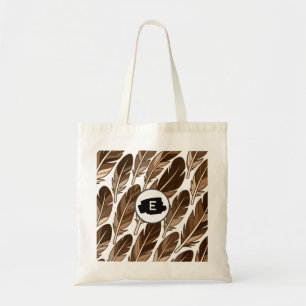 Custom Monogram Boho Tote Bag - Brown Feathers Tragetasche