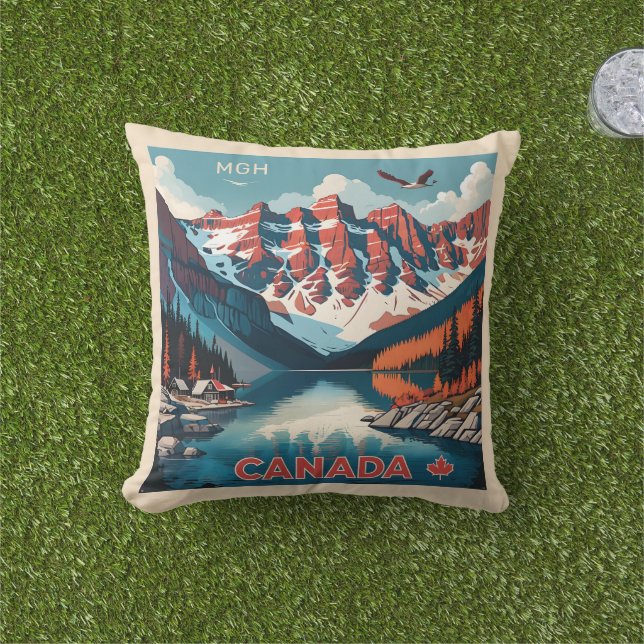 Custom Monogram Canada Travel Poster Kissen (Golfball-Marker)