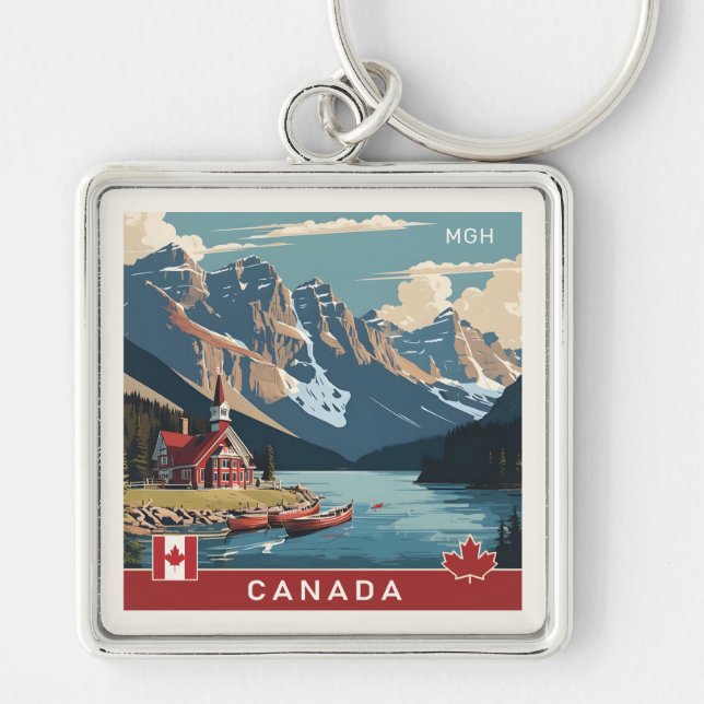 Custom Monogram Canada Travel Poster Schlüsselanhänger (Vorne)