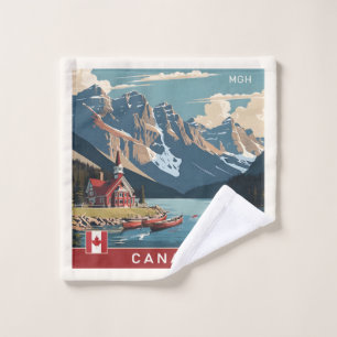 Custom Monogram Canada Travel Poster Waschlappen