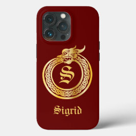 Custom Monogram Celtic Style Gold Toning Ouroboros Case-Mate iPhone Hülle
