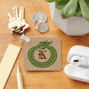 Custom Monogram Celtic Style Ouroboros Keychain Schlüsselanhänger