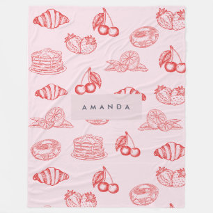 Custom Monogram Charming Girly Cherry Strawberry Fleecedecke