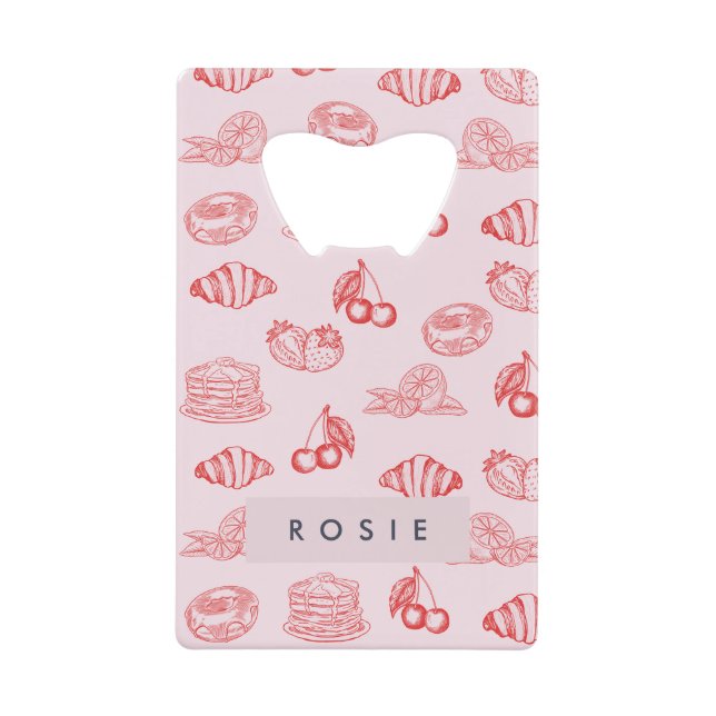 Custom Monogram Charming Girly Cherry Strawberry Geldbeutel Flaschenöffner (Vorderseite)