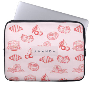 Custom Monogram Charming Girly Cherry Strawberry Laptopschutzhülle