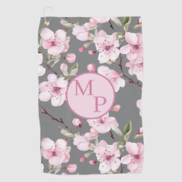 Custom Monogram Cherry Blossom Golfhandtuch