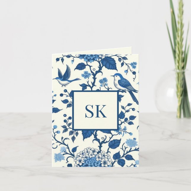 Custom Monogram Chinoiserie Blue und White (Vorderseite)