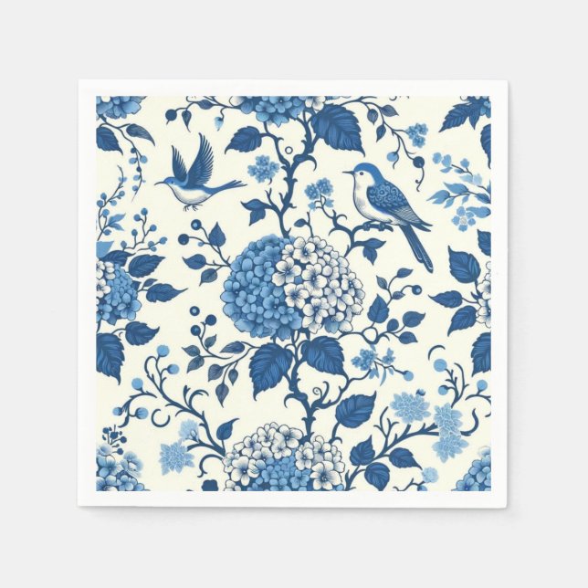 Custom Monogram Chinoiserie Blue und White Serviette (Vorderseite)