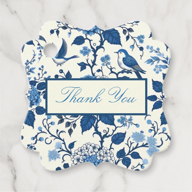 Custom Monogram Chinoiserie Chic, vielen Dank Geschenkanhänger (Vorderseite)
