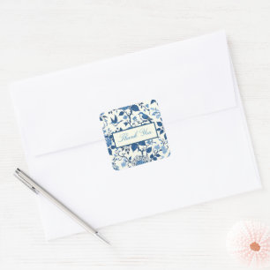 Custom Monogram Chinoiserie Chic, vielen Dank Quadratischer Aufkleber