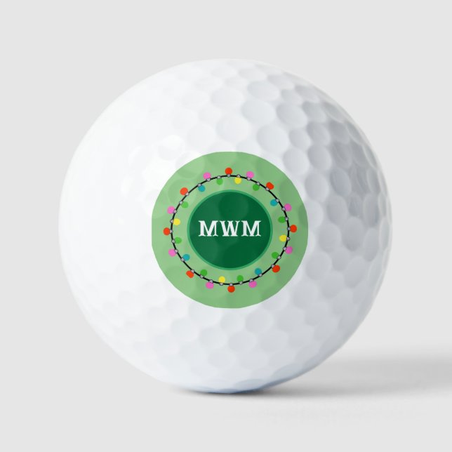 Custom Monogram Christmas Lights Golf Ball (Vorderseite)