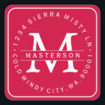 Custom Monogram Christmas Rücksendeadresse Quadratischer Aufkleber<br><div class="desc">Passen Sie Ihre Monogram an. Circular Type auf dem Etikett der abgerundeten quadratischen Rücksendeadresse. Der gesamte Text ist anpassbar. Bitte kontaktieren Sie mich bei Fragen oder speziellen Anfragen. Die Hintergrundfarbe "Rahmen" ist anpassbar, um dem Monogramm zu entsprechen. Klicken Sie auf "Anpassen" und verwenden Sie die Uhren auf der rechten Seite,...</div>