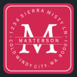 Custom Monogram Christmas Rücksendeadresse Quadratischer Aufkleber<br><div class="desc">Passen Sie Ihre Monogram an. Circular Type auf dem Etikett der abgerundeten quadratischen Rücksendeadresse. Der gesamte Text ist anpassbar. Bitte kontaktieren Sie mich bei Fragen oder speziellen Anfragen. Die Hintergrundfarbe "Rahmen" ist anpassbar, um dem Monogramm zu entsprechen. Klicken Sie auf "Anpassen" und verwenden Sie die Uhren auf der rechten Seite,...</div>