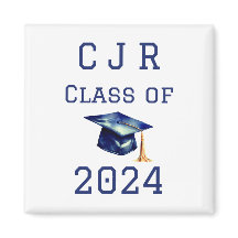 Custom Monogram Class of 2024 Blue & White Magnet