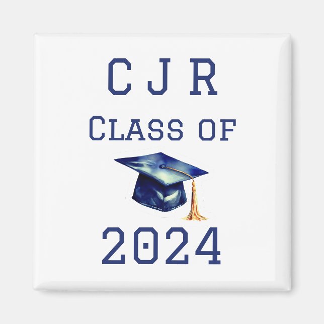 Custom Monogram Class of 2024 Blue & White Magnet (Vorne)