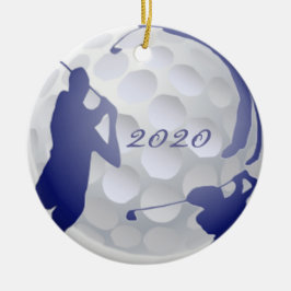 Custom Monogram Dating Golf Sport Hobby Keramikornament