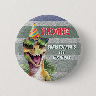 Custom Monogram Dinosaurier Dinomite Birthday Part Button