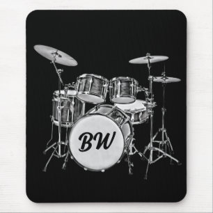 Custom Monogram Drummer Drum Kit Musician Music Mousepad