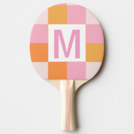Custom monogram Elegant pink geometric pattern  Tischtennis Schläger