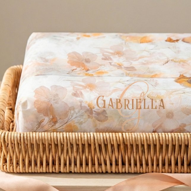 Custom Monogram Elegant Watercolor Floral Seidenpapier (Von Creator hochgeladen)