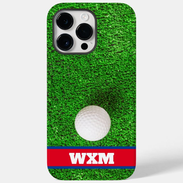 Custom Monogram Fairway Golf Ball Case-Mate iPhone 14 Pro Max Hülle (Rückseite)