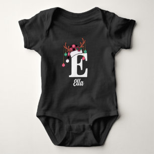 Custom Monogram Family Weihnachten Karierte Weihna Baby Strampler