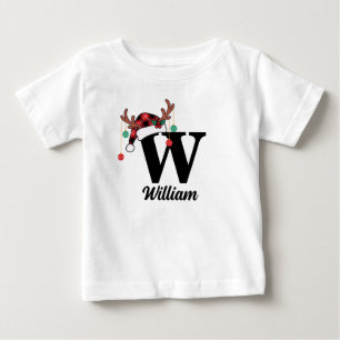 Custom Monogram Family Weihnachten Karierte Weihna Baby T-shirt