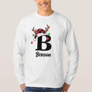 Custom Monogram Family Weihnachten Karierte Weihna T-Shirt