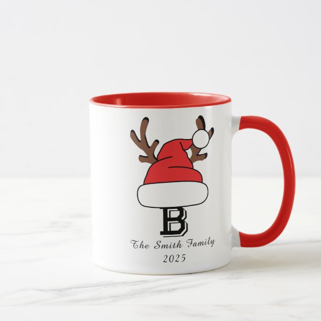 Custom Monogram Family Weihnachten Tasse (Rechts)