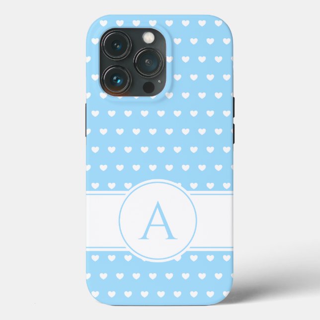 Custom Monogram fein hellblau und weiß Case-Mate iPhone Hülle (Rückseite)